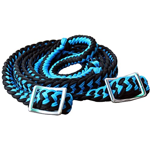 HILASON Braided Poly Barrel Horse Racing Reins Flat Grip Knots 1