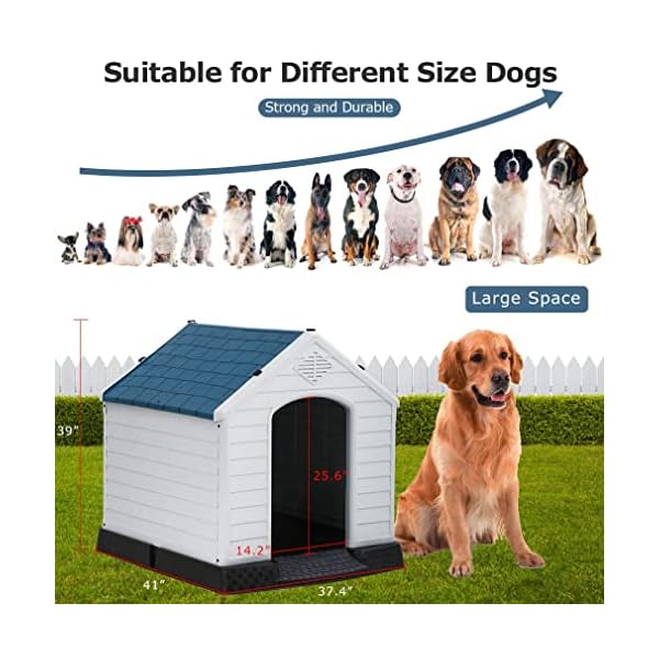 Dog House Big Dog House Plastic Dog Houses for Small Medium Large Dogs High All Weather Dog House with Base Support for Winter Tough Durable House with Air Vents Elevated Floor (41Lx37Wx39H) Dog House Big Dog House Plastic Dog Houses for Small Medium Large Dogs High All Weather Dog House with Base Support for Winter Tough Durable House with Air Vents Elevated Floor (41Lx37Wx39H)