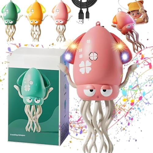 Image of WireScorts Electric Dancing Octopus Toy with Led Light and Music, Playful Automatic Evasion Crawling Dancing Octopus with Fishing Rod, Smart Tentacle Explorer Dancing Squid Toy Baby Toys - Multi Color