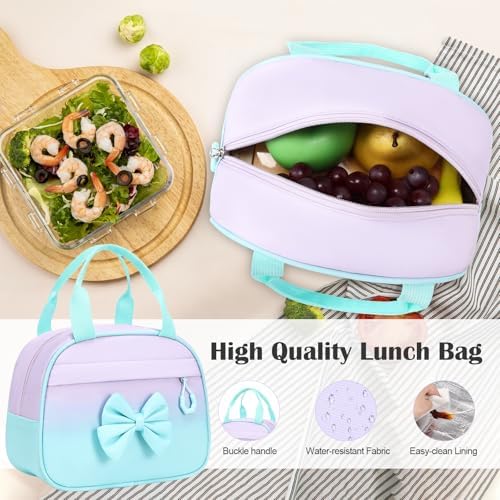 Bevalsa Girls Backpack Set with Lunch Bag, Pencil Case & Bow Tote Bag - 4