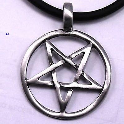 INVERTED STAR PENTAGRAM Pewter Pendant Necklace Choker