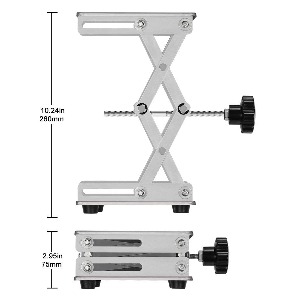 stonylab Sollevatore Laboratorio, 150 x 150mm Alta Qualità In Acciaio Inox, Piattaforma di Sollevamento da Laboratorio, Altezza Espandibile da 75mm a 260mm, Peso Supportato 10 kg