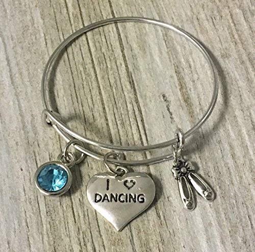Personalized Dance Bangle Bracelet With Birthstone Charm- Girls Dance Jewelry, Ballet Shoe Charm, Gift For Dance Recitals & Dancers #TOP4
