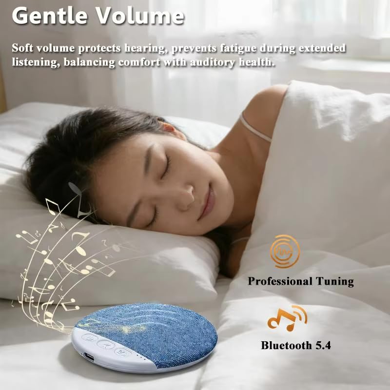 Image of Under Pillow Speaker for Sleeping, Mini Bone Conduction Bluetooth Sleep Aid, Stereo Bass, Volume Control, TF Card Support, Plastic, Battery Powered (Blue)