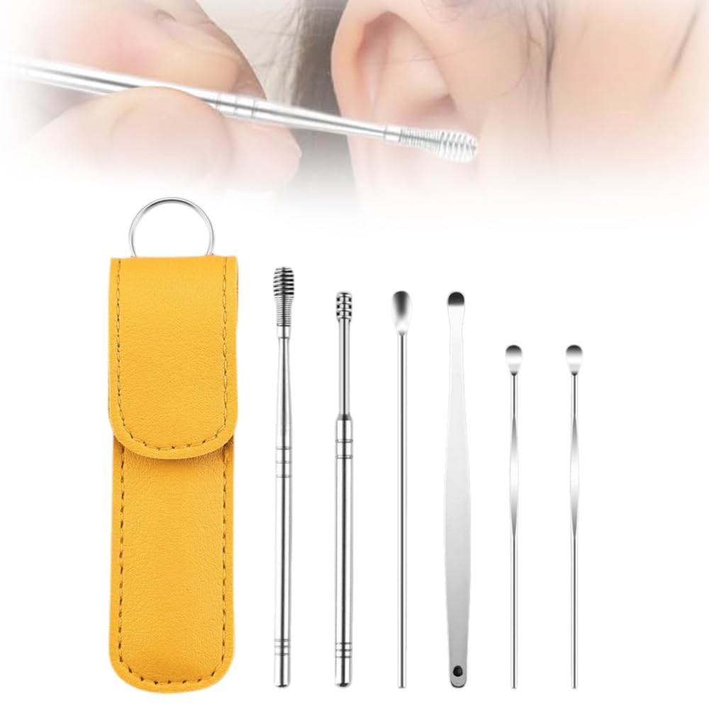 Ear Cleaner Ear Cleaning Tool Set Ear Cleaning Kit Portable Spiral Earwax Cleaner Tool Set Yellow