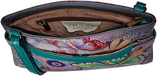 Anna By Anuschka Women's Genuine Leather Medium Crossbody Handbag | Zip-Top Organizer With Snap Side |Butterfly Paradise #TOP4