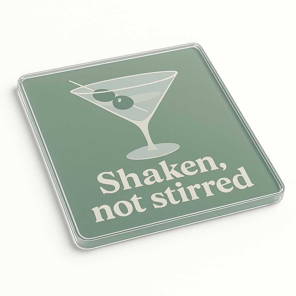 Classic Cocktail Mid-Century Modern Acrylic Coaster Gift - Elegant Retro Martinin Cocktail Lounge Decor for Home Bar Enthusiasts