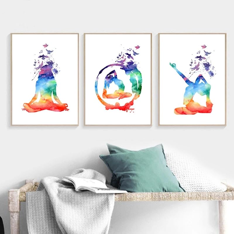 Affiche sur toile yoga moderne triptyque scandinave 60x80cm décoration studio de danse