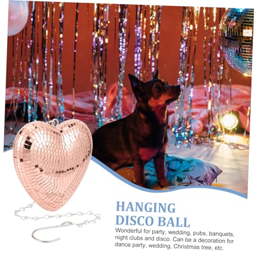 MAGICLULU Espejo en forma de corazón para disco colgante, decoración moderna para boda y fiestas con efecto giratorio brillante miniatura 7