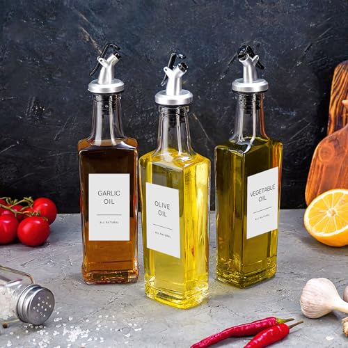 Image of HVSWLY Oil and Vinegar Labels for Bottles, 50 Pantry Labels for Vinegar and Oil Dispenser Bottles, Olive Oil Bottle Labels, Stickers, Kitchen Spice Label Set