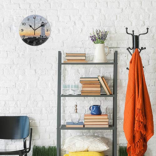 Jumbear Lighthouse Wall Clock Non Ticking Silent Art Clock For Living Room Bedroom Office School Home Decor #TOP3