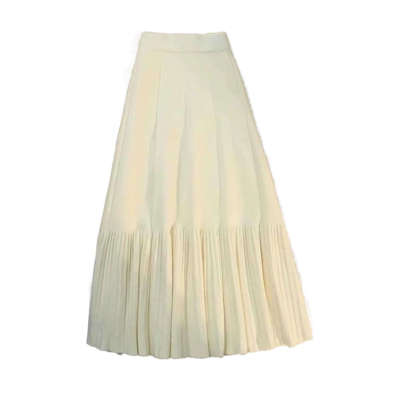Gonna lunga da donna in maglia a vita alta con pieghe, invernale, pesante