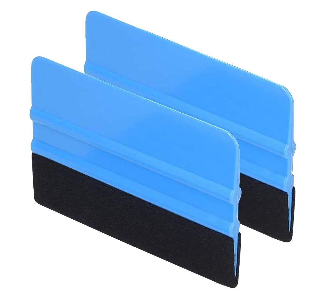 iota SQZ206M Felt Edge Decal Squeegee 4 Inch Wrapping Scraper for Car Vehicle Window Film | Window Tint | PPF Lamination | Wallpaper Installation Tool | Sky Blue | Pack of 2-image-4