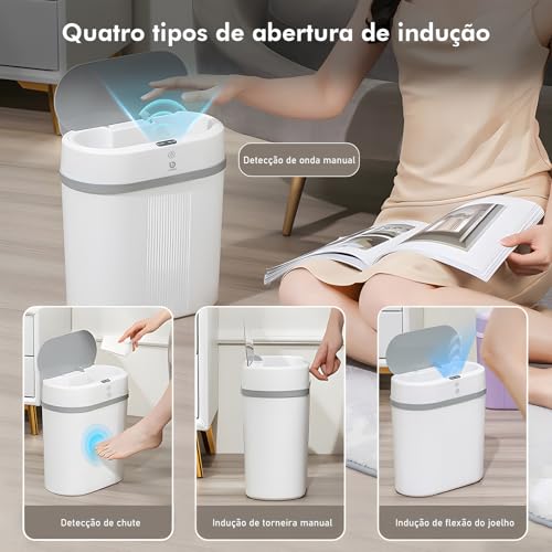 Lixeira Banheiro Automatica com Sensor, Lixeira Cozinha Inteligente com Sensor Infravermelho, sem Co