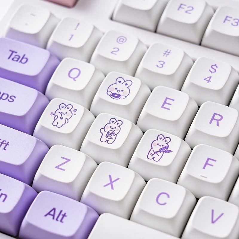Image of Keycaps Lavender Bunny Theme - Standard Opaque Mechanical keycap Support Most Keyboards PBT Material 146keys (Cherry)