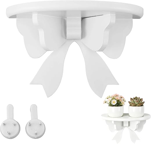 Buachois Wooden Floating Shelves,20 * 10 * 13cm Wall Mounted Butterfly Semicircle Wall Shelf,Wall Storage Rack Office Shel...
