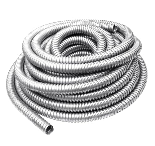 NIDAYE 3/4 Inch x 50 Ft Flexible Reduced Wall Electrical Conduit, Galvanized Steel Metal Flexible Conduit for Electrical Wiring, Outdoor Cable Management and Greenfield Application