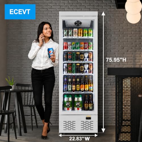 Image of Commercial Beverage Refrigerator with Glass Door, 11 Cu.Ft Upright Display Fridge Commercial Cooler, Merchandiser Drink Refrigerator with Soft LED Light, Romovable Shelves for Restaurant Stores