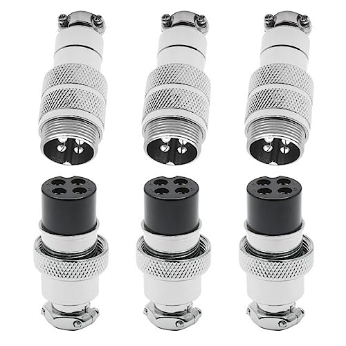 Conector Plug de Aviación GX20-4P Metal Macho Hembra 3 Pzas miniatura 1