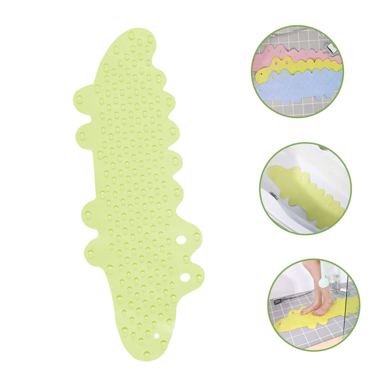 Hohopeti Tappetino Antiscivolo da Doccia e Bagno Animale Coccodrillo Verde Ventose Potenti Massaggiante Morbido PVC per Casa Hotel Spa