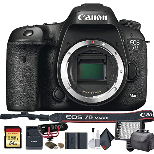 Canon EOS 7D Mark II DSLR Camera (International Model) (9128B002) W/Bag, Extra Battery, LED Light, Mic, Filters and More Advanced Bundle