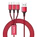 Price comparison product image Multi Charger Cable, AVIWIS 1.2m Nylon Braided 3 in 1 Multiple USB Cable with iP Micro USB Type C Connector for Phone 8 7 6 Android Galaxy S9 S8 S7 A5 J5, Huawei, LG