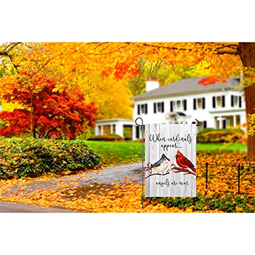 Cardinals Appear Garden Flag 12X18 Inch Double Sided Memorial Day Decoration When Cardinals Appear Angels Are Near Memorial Flags For Graves Commemorate Spring Summer Decorative Outdoor Yard Flags #TOP6