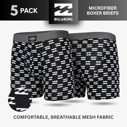 Billabong Mens Underwear 5 Pack Microfiber Performance Boxer Briefs for Men3