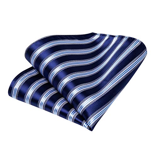 Image of DiBanGu Mens Striped Tie Silk Woven Necktie and Pocket Square Cufflinks Tie Clip Set Wedding Business Formal Gift Tie for Men