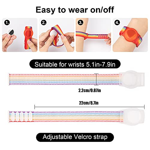 Kids Wristband Compatible With Apple Airtag, Protective Case For Air Tag Gps Tracker Holder With Nylon Bracelet, Adjustable Anti Lost Watch Band For Toddler Child Elder(Rainbow A) #TOP1