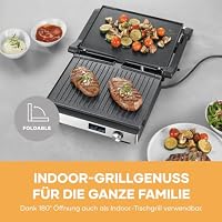 SEVERIN Kontaktgrill SEVINI FLEX, 3-in-1 Multikontaktgrill, hochwertige Keramikbeschichtung, XL-Grillfläche, spülmaschinengeeignete Grillplatten, Burger, Panini, 2000W, schwarz/Edelstahl, KG 2380 – Ansicht 8