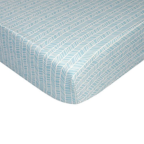 Lolli Living 100% Cotton Crib Fitted Sheet (Woods Collection). Aqua Herringbone Pattern Ultra-Soft Fitted Sheet for Standard Cribs