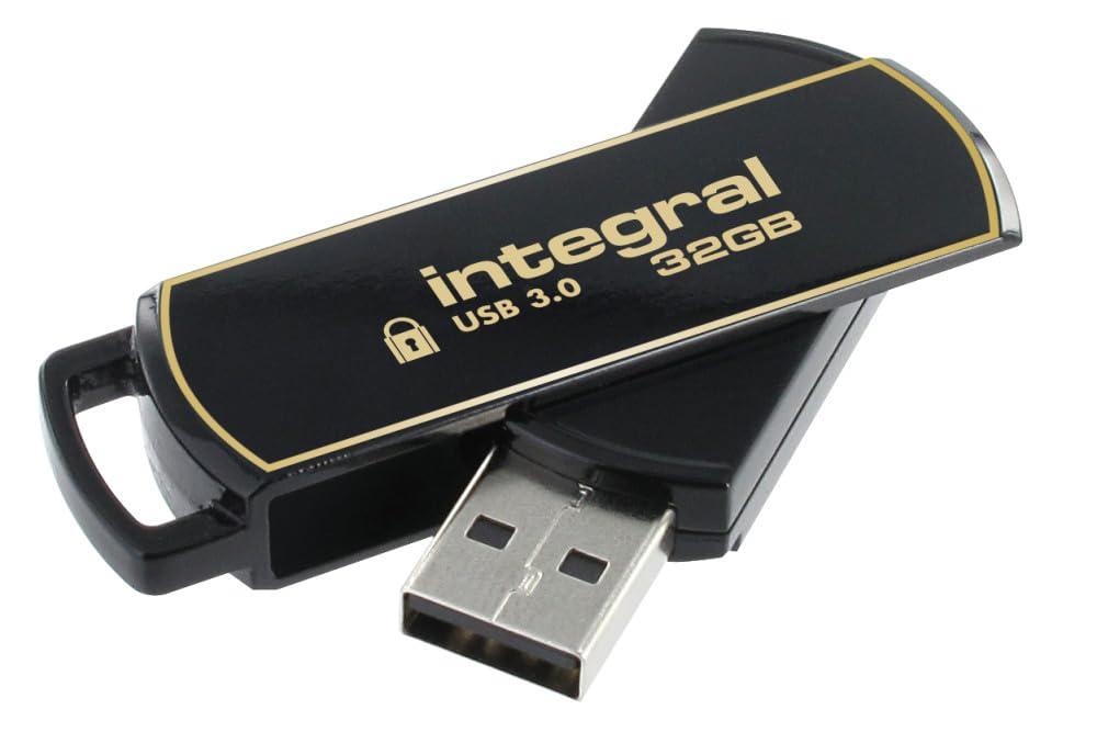Integral Memory INFD32GB360SEC3.0 USB 3.0-Stick mit SecureLock Software schwarz/gold