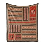 Ambesonne Letter H Throw Blanket, Tribal Chevron Herringbone Pattern Indigenous Breeze from Old Times Art, Flannel Fleece Accent Piece Soft Couch Cover for Adults, 50' x 70', Dark Brown Caramel