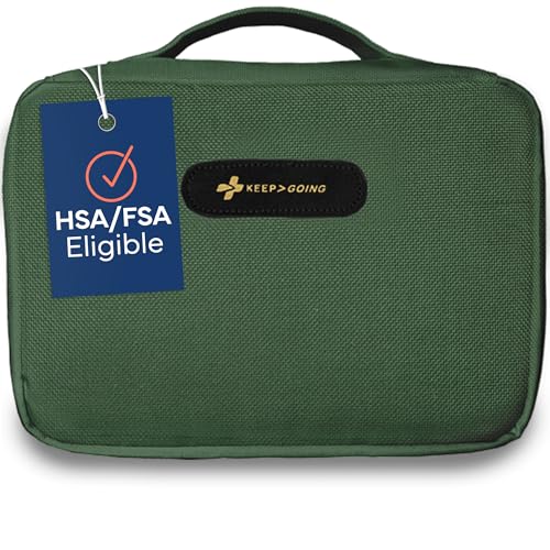 Image of KeepGoing Large Home First Aid Kit for Kids – 270 Pc. for Car, Home, Dorm, & Boat with Latex-Free Bandages – 10 x 7 x 3.5 in. Travel First Aid Kit (Hunter Green)
