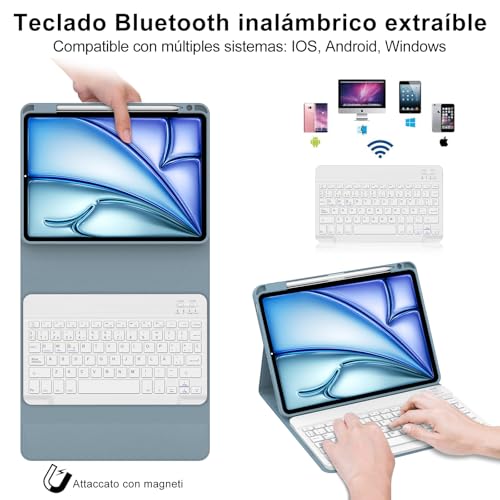 Funda teclado iPad Air 11 para estudiar y trabajar en movilidad con teclado extraíble Ñ 3