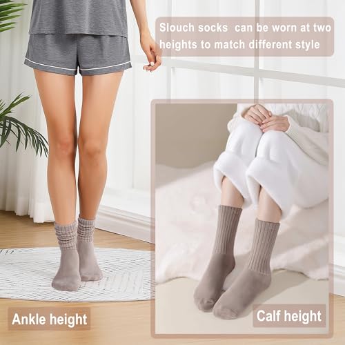 Womens Slouch Crew Socks Cozy Cotton Retro Ribbed Calf Scrunch Boot Socks for Casual Athletic 3 Pairs2