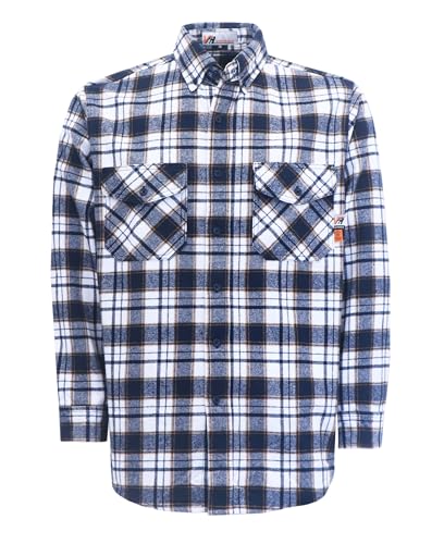 VATRENUS FR Shirts for Men Plaid Flannel Jacket 8.5oz Heavyweight Flame Resistant Welding Shirt