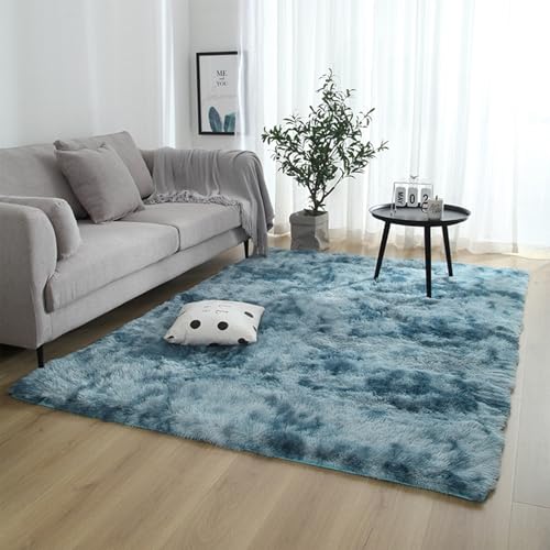 Tapis moderne salon bleu pour chambre et salon cocooning