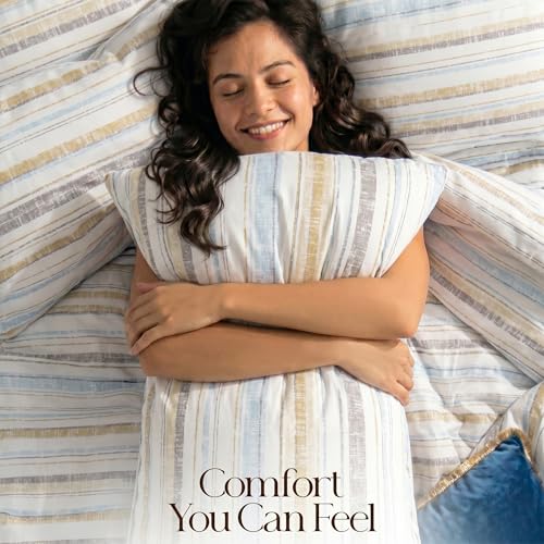 Image of Utopia Bedding 3 Pc Queen Comforter Set, Printed Comforter, Cottage Stripe