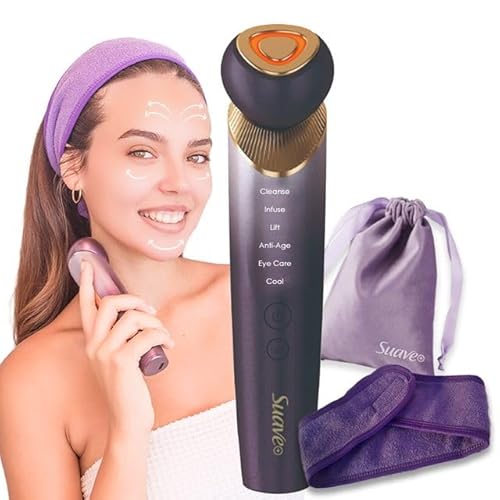 Suave+ Radiofrecuencia Facial, Masajeador Facial Electrico, Dispositivo Microcorriente con Luces LED, Reafirmante, Antiarrugas, Antiedad, Rejuvenecimiento Facial Suave+ Radiofrecuencia Facial, Masajeador Facial Electrico, Dispositivo Microcorriente con Luces LED, Reafirmante, Antiarrugas, Antiedad, Rejuvenecimiento Facial