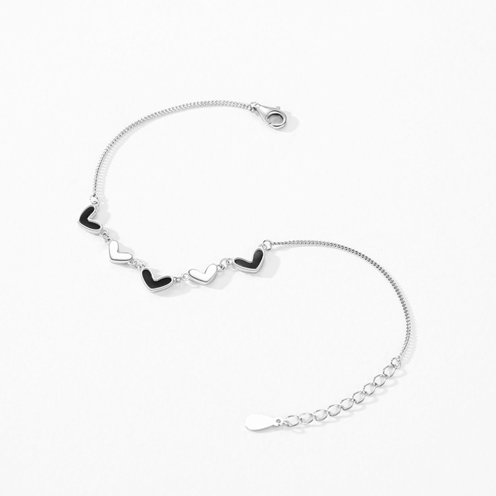 Pulsera de fiesta para mujer, sin piedras preciosas, pulseras con dije de corazón para mujer, de moda, oro blanco de 9 quilates, 14 y 18 quilates