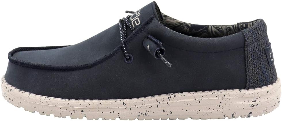 Hey Dude Men's Wally Fabricated Leather Wide | Men's Shoes | Men Slip-on Loafers | Comfortable & Light-Weight