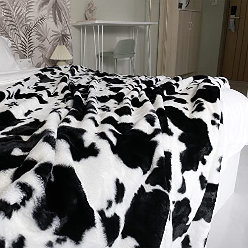 Cow Print Blanket, Double-Sided Throw Blanket For Couch Sofa Bed Office Fleece Blanket Soft Fluffy Blankets Plush Blanket For Adults Kids In All Seasons 51" X 63" #TOP1
