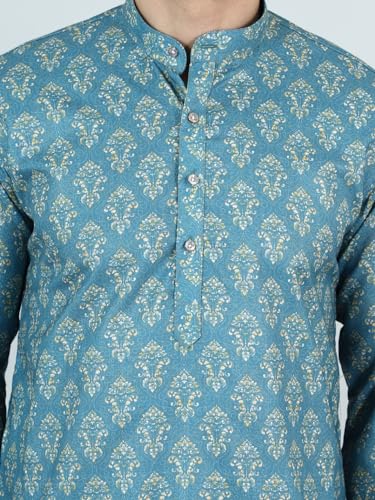 WINTAGE Digital Print Cotton Silk Blue Kurta Payjama4
