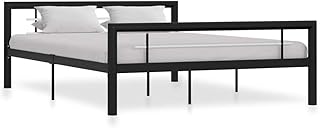 vidaXL Giroletto Telaio Testiera Struttura per Letto Testata Pediera Sponde Arredo Mobili Camera Arredamento Nero e Bianco in Metallo 160x200 cm