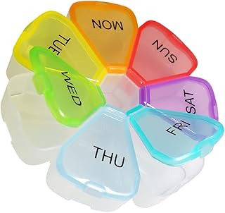Weekly Pill Organizer, Pill Case, Pill Container, Medicine Organizer, Pill Box, 7 Day Weekly Pill Organizer 4 Times a Day, Pill Holder for Vitamins, Fish Oils, Supplements (Colorful)