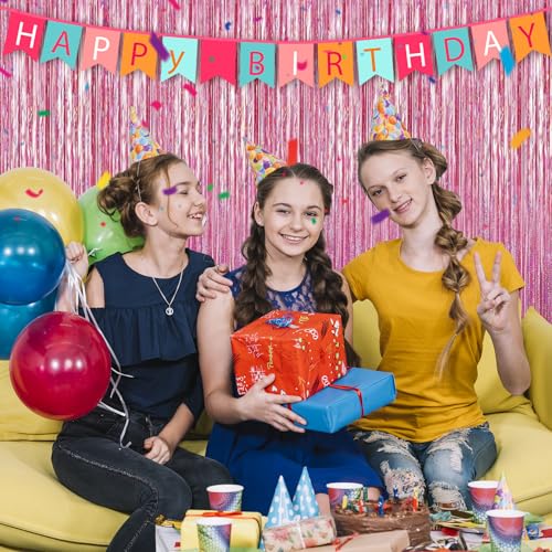 Image of Crosize 2 Pack 3.3 x 9.9 ft Bright Laser Glitter Foil Fringe Curtains Party Decorations, Tinsel Curtain Backdrop for Valentine's Day Parties, Door Streamers, Glitter Streamer Backdrop for Birthday