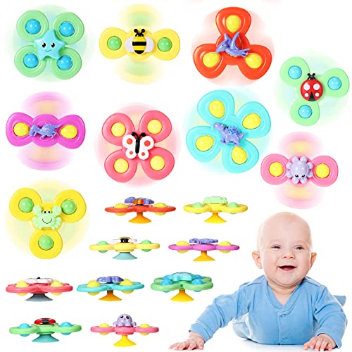Image of Leitee 9 Pcs Suction Cup Toys Bath Toys Sensory Strong Suction Cup Toys Spinner Dimple Toy Birthday Gifts for Early Education Bathtub Dining Chairs, 3 Styles(Cute Style)