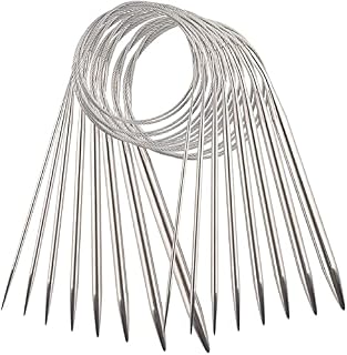 AIEX 8pcs Stainless Steel Circular Knitting Needles Set Various Sizes Crochet Knitting Needles 80cm Long Yarn Needles for Weaving Project(2mm, 3mm, 4mm, 4.5mm, 5mm, 6mm, 7mm, 8mm)